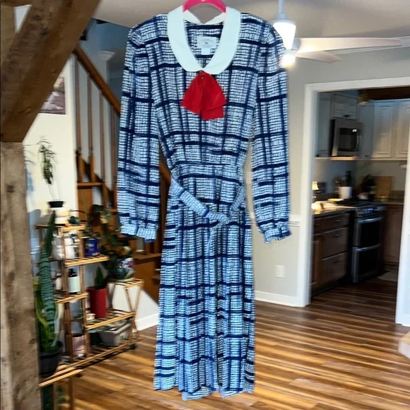 Vintage 80s 90s Jonathan Martin Midi Dress Bow Detail Belted Size 9 Dress - Picture 3 of 10